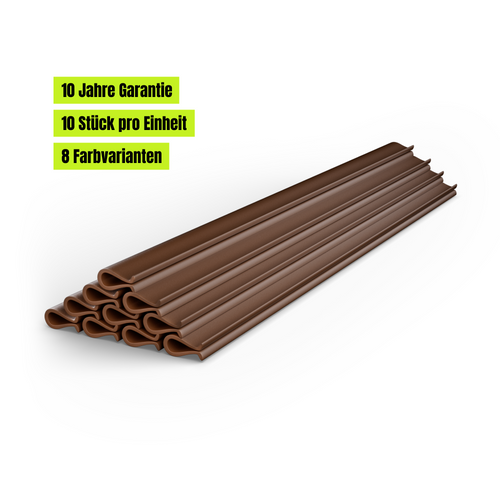 Premium 10x Mounting End Clips, UV-Resistant & Weatherproof, Colour-Matched, Height 19 cm, Mounting Rails for Fence Slats, Clips for Privacy Screen Strips
