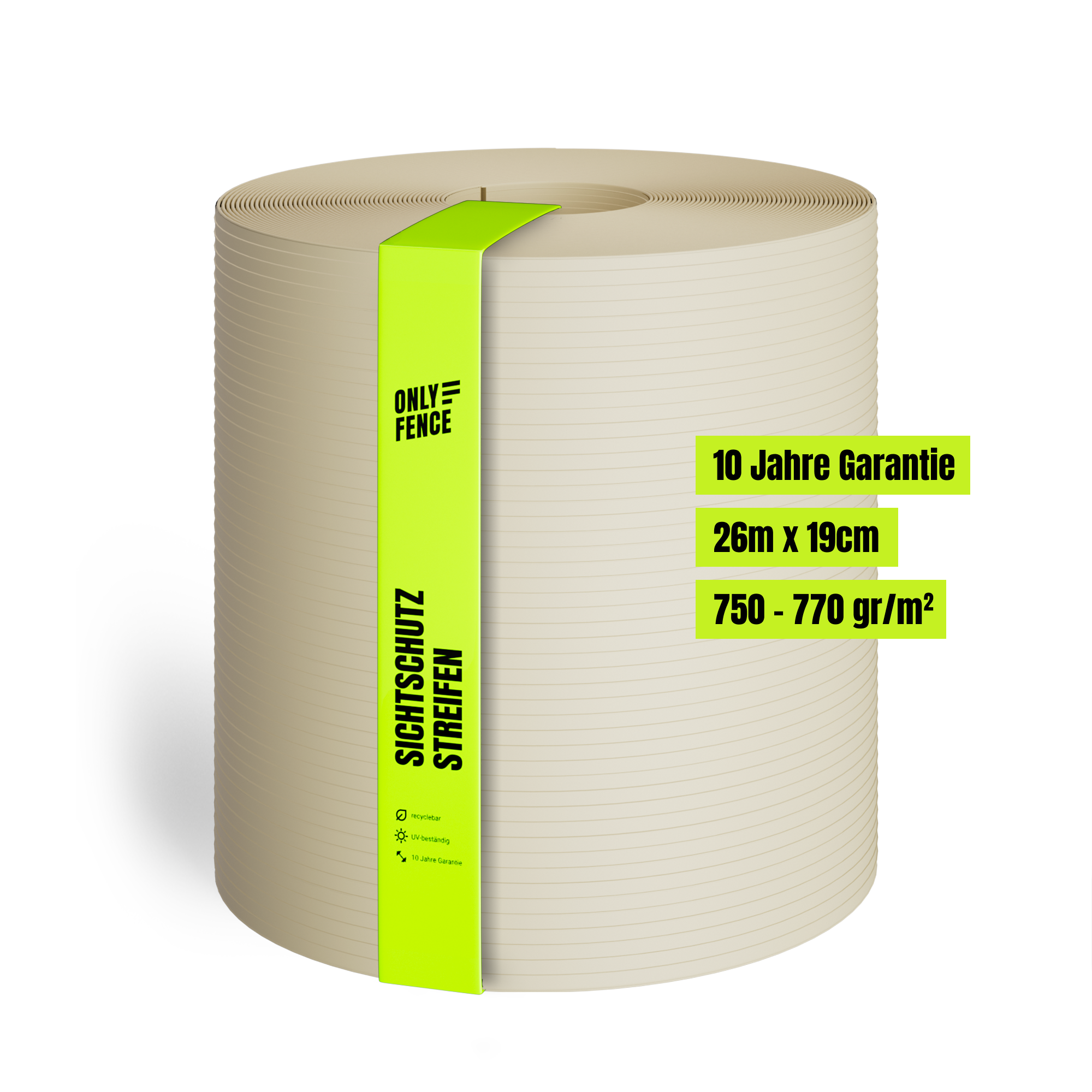 RAYA PVC-Free Polypropylene Fence Privacy Screen Strips - 26 m Long, 19 cm High, No Plasticisers, No Yellowing (UV Class 10), 10-Year Guarantee, Privacy Screen Tape with Classic Form
