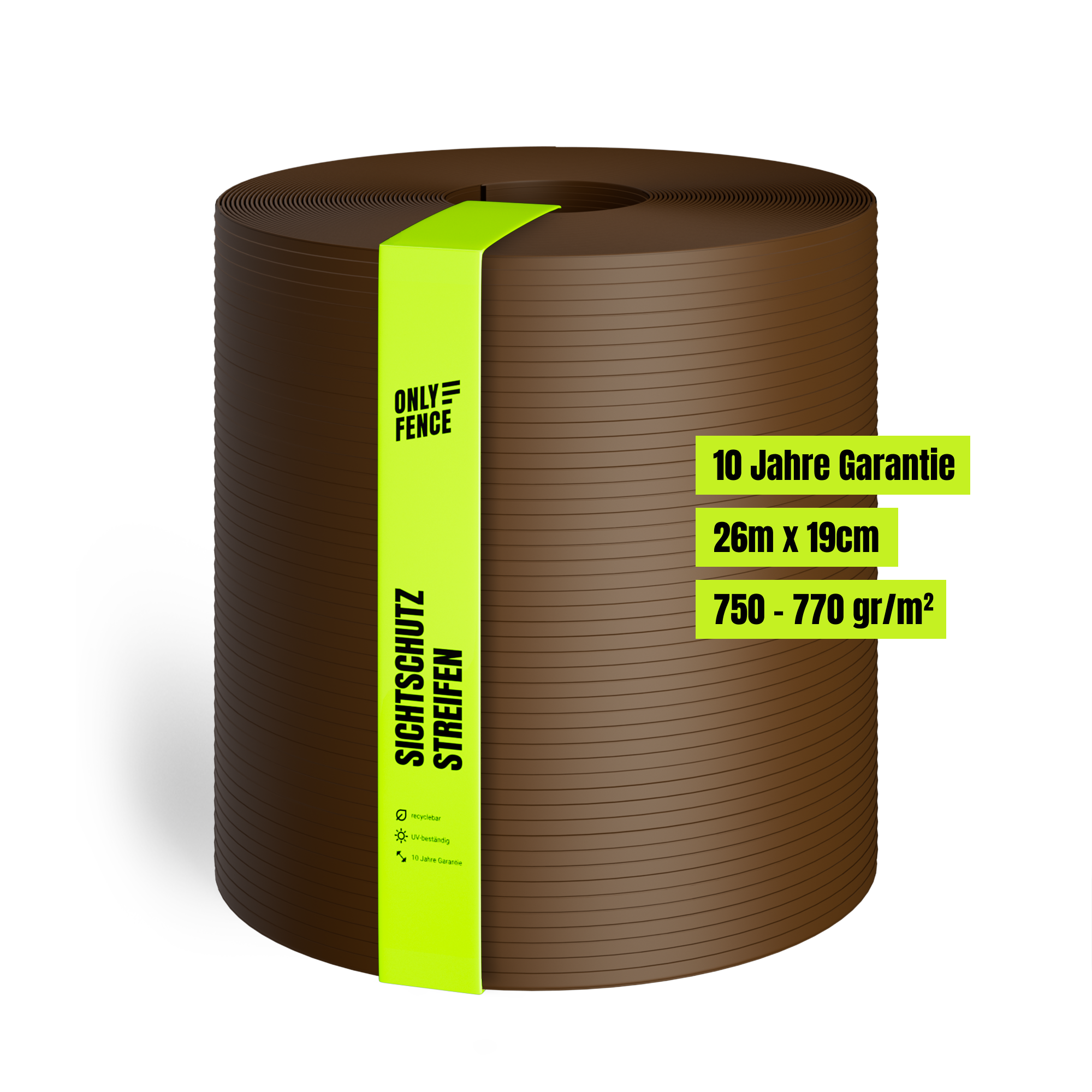 RAYA PVC-Free Polypropylene Fence Privacy Screen Strips - 26 m Long, 19 cm High, No Plasticisers, No Yellowing (UV Class 10), 10-Year Guarantee, Privacy Screen Tape with Classic Form