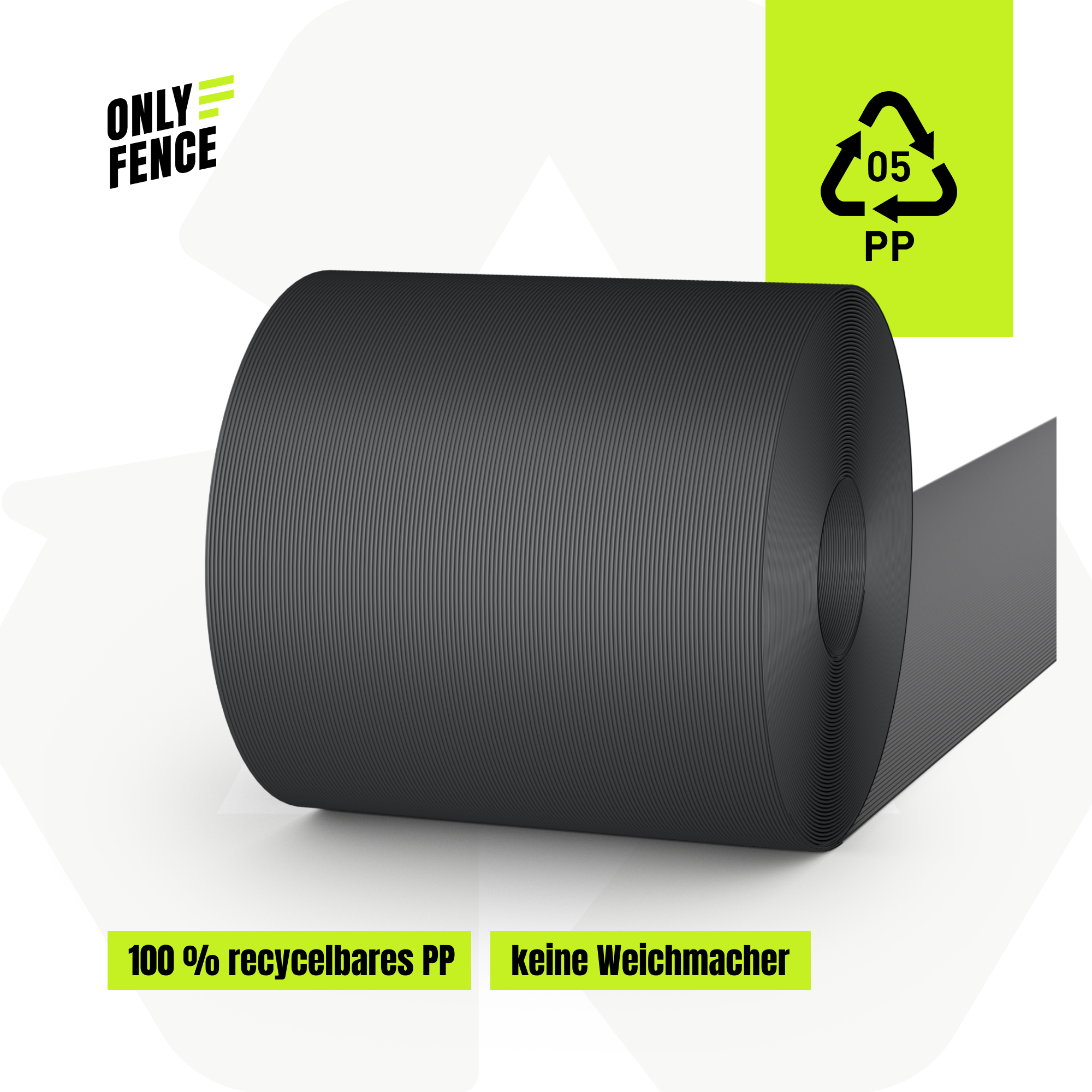 LINA PVC-Free Polypropylene Fence Privacy Screen Strips - Carbon Look, No Plasticisers, No Yellowing (UV Class 10) - 26 m Long, 19 cm High, 10-Year Guarantee, Privacy Screen Tape with Smart Mat Shape