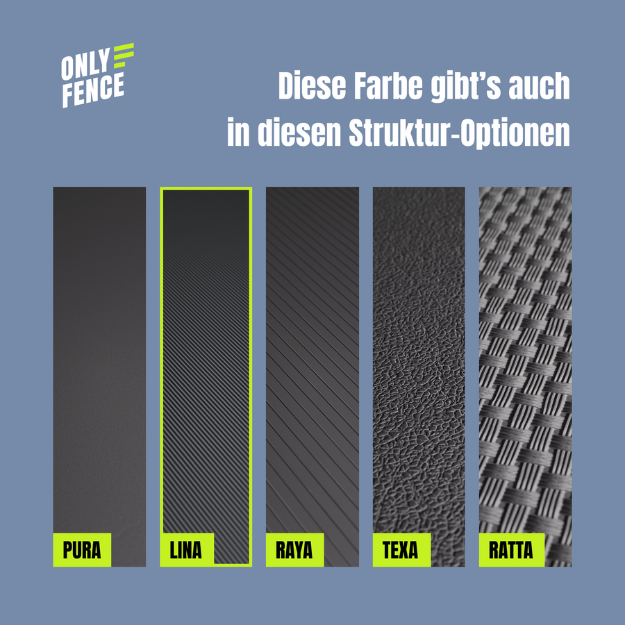 Doppelstabmattenzaun mit TEXA Sichtschutzstreifen in Stein-Optik neben Kiesbeet